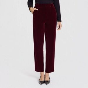 A New Day - Women's Mid-Rise Velvet Tapered Trousers - A New D Red